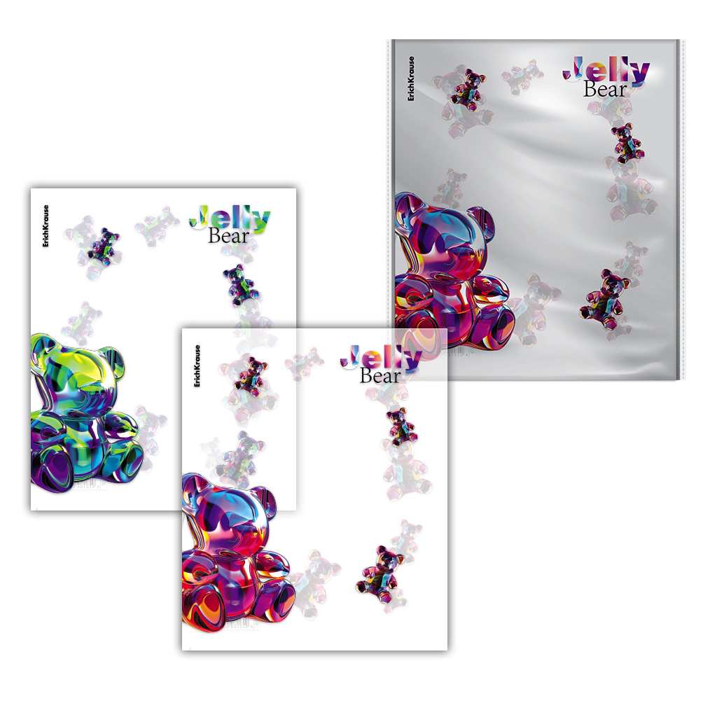 Набор пластиковых обложек ErichKrause Jelly Bear, для тетрадей и дневников, Набор пластиковых обложек ErichKrause Jelly Bear, для тетрадей и дневников,