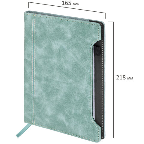 Блокнот А5 165x218 мм, BRAUBERG "Perfect", под кожу софт-тач,