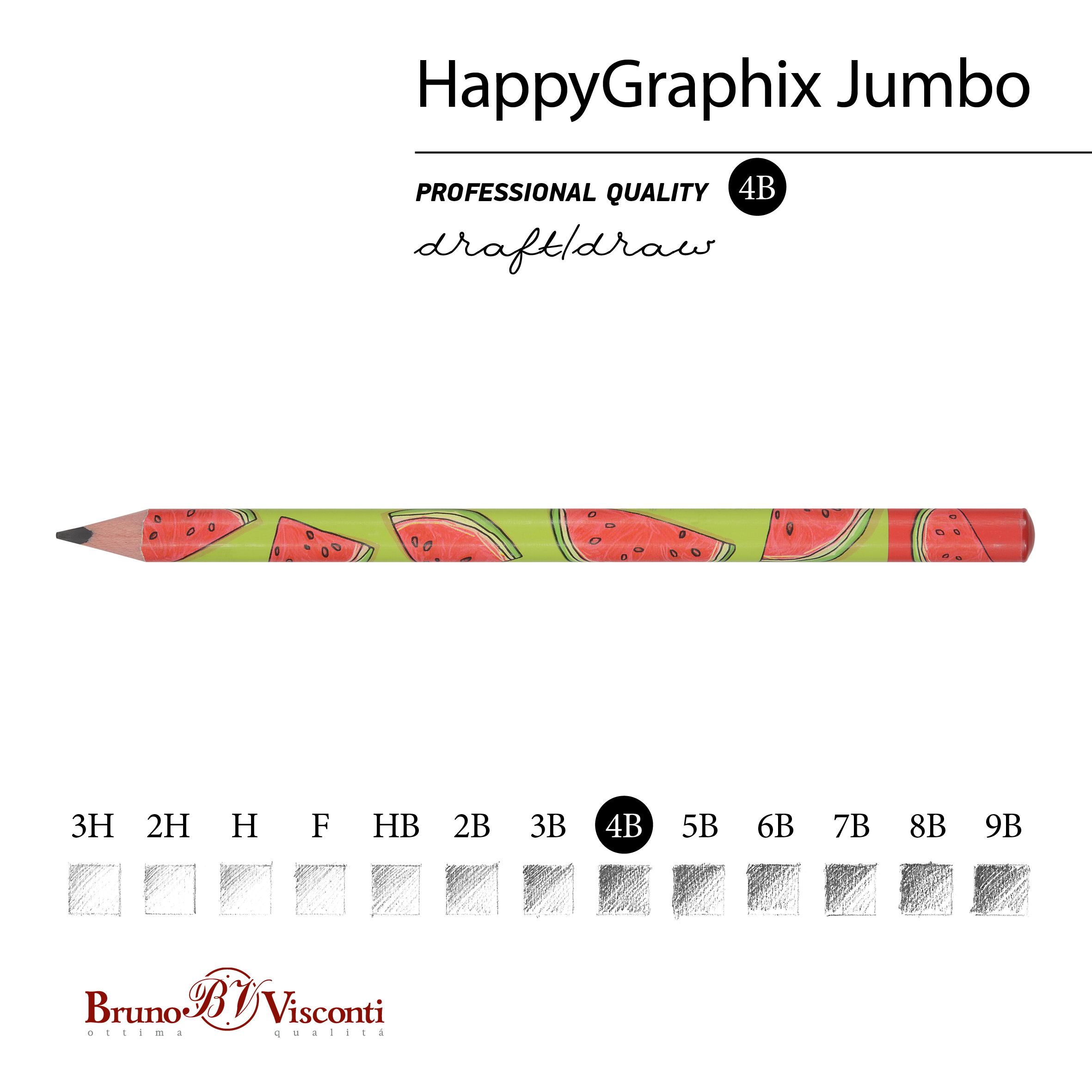 КАРАНДАШ ЧЕРНОГРАФИТОВЫЙ "HappyGraphix Jumbo. Fresh & fruity.