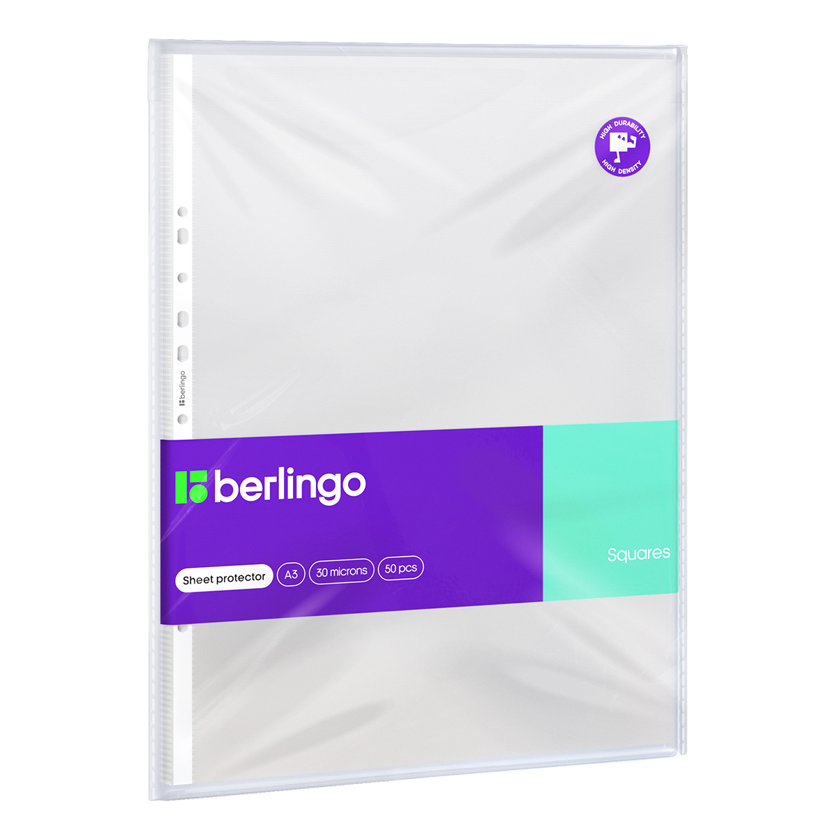 Папка-вкладыш с перфорацией Berlingo "Squares", А3, 30мкм, рельефная Папка-вкладыш с перфорацией Berlingo "Squares", А3, 30мкм, рельефная