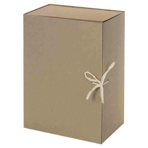 Короб архивный STAFF, А4 (240х330 мм), 150 мм, 2 завязки, переплетный картон, до Короб архивный STAFF, А4 (240х330 мм), 150 мм, 2 завязки, переплетный картон, до