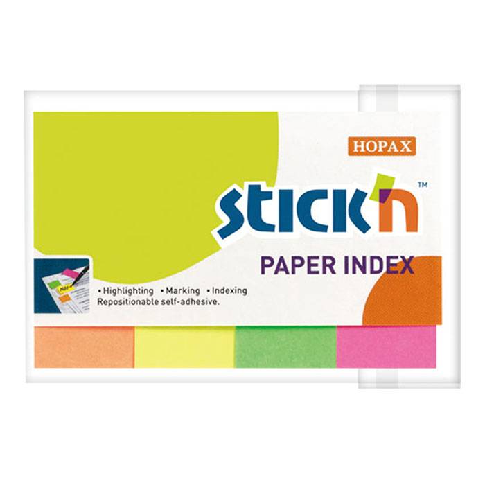 Закладки клейкие HOPAX STICK'N 20х50 мм 50 штх4 цв. неон бумажн. №21205 Закладки клейкие HOPAX STICK'N 20х50 мм 50 штх4 цв. неон бумажн. №21205