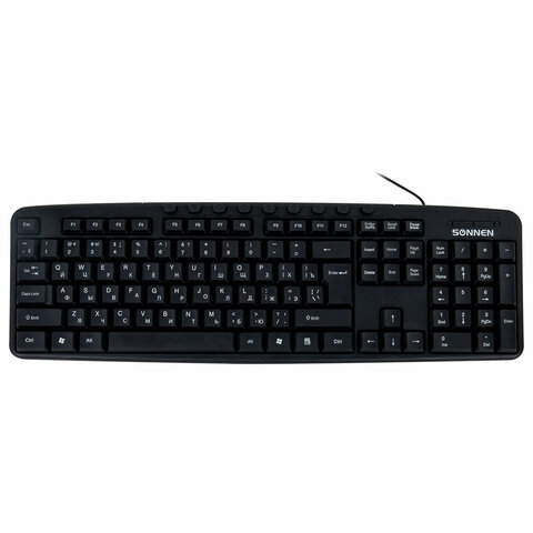 Клавиатура проводная SONNEN KB-8137, USB, 104 клавиши + 12 дополнительных,