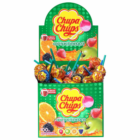 Карамель CHUPA CHUPS (Чупа-Чупс) фруктовая с соком + кола, 12 г, 61888 Карамель CHUPA CHUPS (Чупа-Чупс) фруктовая с соком + кола, 12 г, 61888
