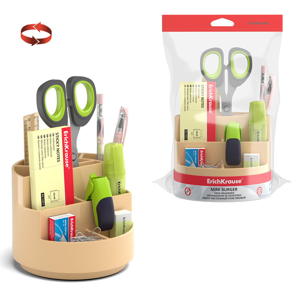Набор настольный вращающийся пластиковый ErichKrause® Mini Burger, Powder, Набор настольный вращающийся пластиковый ErichKrause® Mini Burger, Powder,