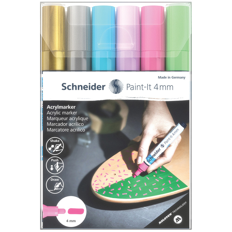 Набор маркеров акриловых Schneider "Paint-it 320", 4мм, ассорти, 6 Набор маркеров акриловых Schneider "Paint-it 320", 4мм, ассорти, 6