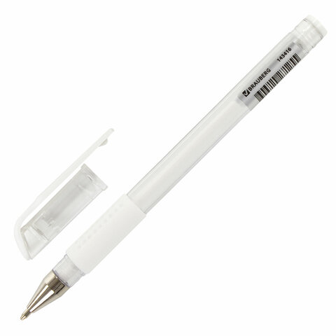 Ручка гелевая с грипом BRAUBERG "White", БЕЛАЯ, пишущий узел 1 мм, Ручка гелевая с грипом BRAUBERG "White", БЕЛАЯ, пишущий узел 1 мм,