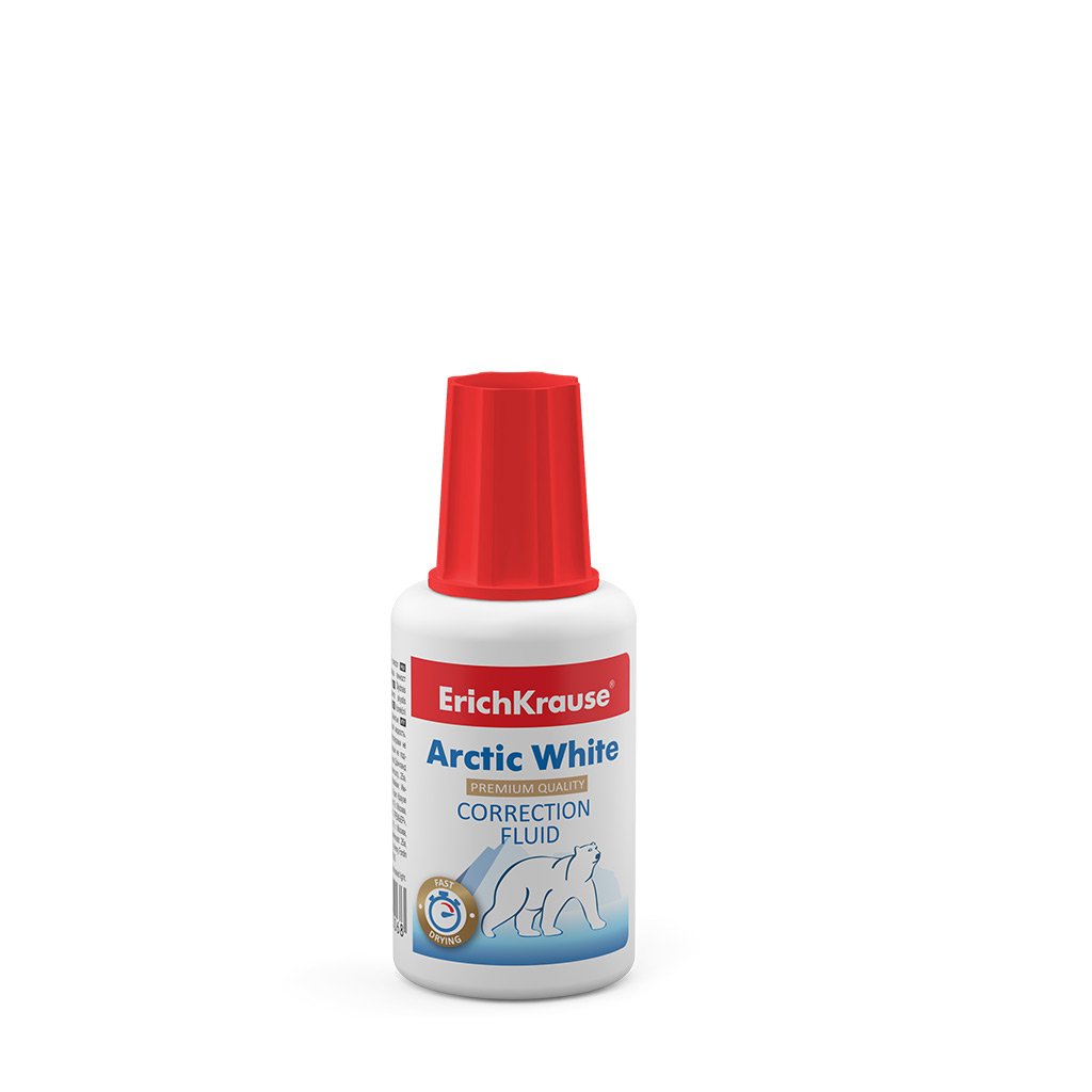 Корректирующая жидкость с кисточкой Erich Krause® Arctic white, 20г (в пленке по Корректирующая жидкость с кисточкой Erich Krause® Arctic white, 20г (в пленке по