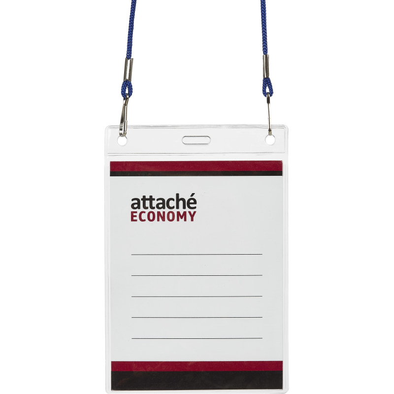 Бейдж Attache Economy 138x96 150мкм, шнур.2заж 45см син, вклад. 120x90 5шт/уп Бейдж Attache Economy 138x96 150мкм, шнур.2заж 45см син, вклад. 120x90 5шт/уп