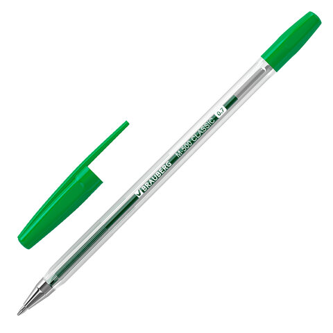 Ручка шариковая BRAUBERG "M-500 CLASSIC", ЗЕЛЕНАЯ, корпус прозрачный, Ручка шариковая BRAUBERG "M-500 CLASSIC", ЗЕЛЕНАЯ, корпус прозрачный,