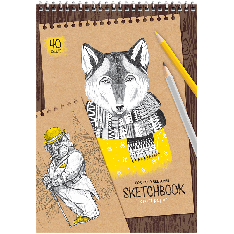 Скетчбук 40л. А4 на гребне ArtSpace "Craft style", 80г/м2, крафт Скетчбук 40л. А4 на гребне ArtSpace "Craft style", 80г/м2, крафт