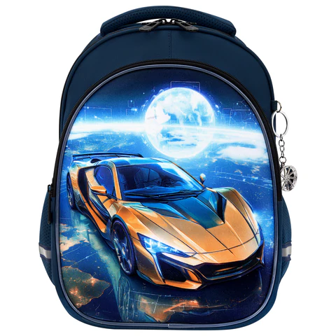 Рюкзак BRAUBERG OPTIMA, 2 отделения, с брелком, "Galactic car",