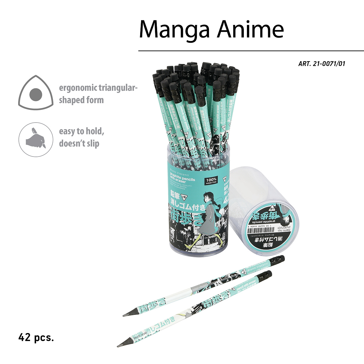 КАРАНДАШ ЧЕРНОГРАФИТОВЫЙ С ЛАСТИКОМ "MANGA ANIME. CITY" HB КАРАНДАШ ЧЕРНОГРАФИТОВЫЙ С ЛАСТИКОМ "MANGA ANIME. CITY" HB