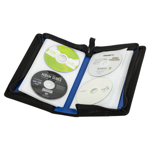 Портмоне для CD/DVD BRAUBERG на 96 дисков, обложка пластиковая, синий, 510091 Портмоне для CD/DVD BRAUBERG на 96 дисков, обложка пластиковая, синий, 510091