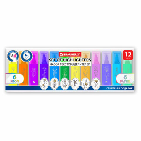Набор текстовыделителей мини, 12 ЦВЕТОВ, BRAUBERG "ULTRA", 6 неоновых Набор текстовыделителей мини, 12 ЦВЕТОВ, BRAUBERG "ULTRA", 6 неоновых