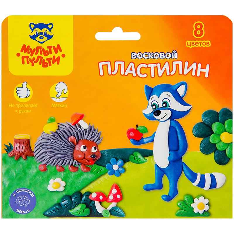 Пластилин "Енот в лесу" 08 цветов, 120г, восковой, со стеком, картон с Пластилин "Енот в лесу" 08 цветов, 120г, восковой, со стеком, картон с