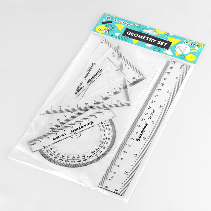 Набор геометрический "Darvish" 4 предмета (линейка 20 см+ транспортир+ Набор геометрический "Darvish" 4 предмета (линейка 20 см+ транспортир+