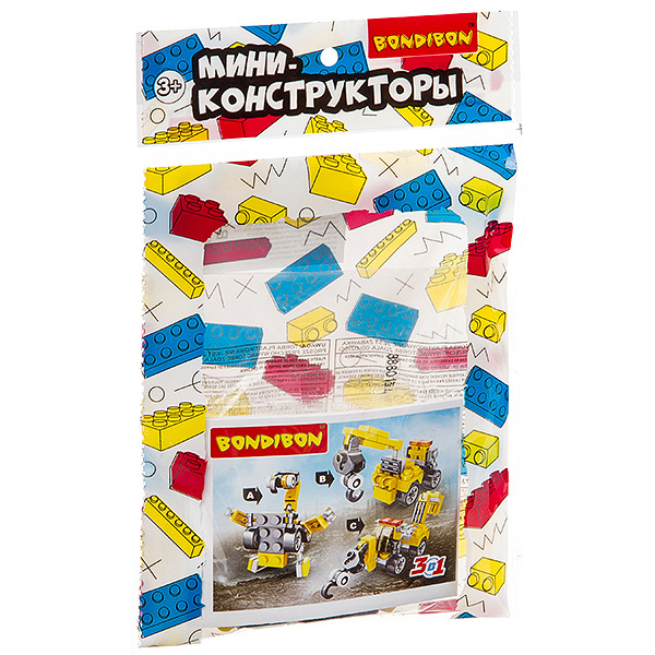 Мини-конструктор 3 в 1-пожарн. и строит. техника , BONDIBON, РАС 15,5х23 см, 6 Мини-конструктор 3 в 1-пожарн. и строит. техника , BONDIBON, РАС 15,5х23 см, 6
