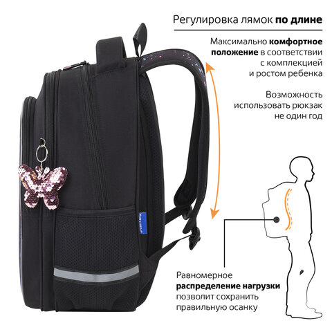 Рюкзак BRAUBERG OPTIMA, 2 отделения, с брелоком, "Butterfly catcher", Рюкзак BRAUBERG OPTIMA, 2 отделения, с брелоком, "Butterfly catcher",