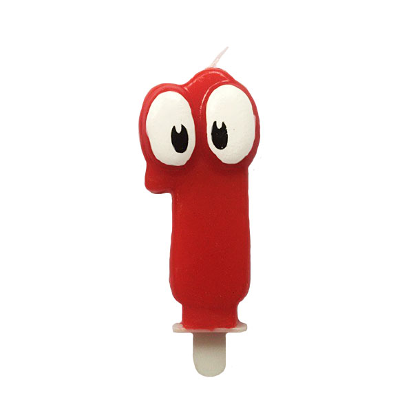 Свеча Цифра 1 Красная С глазками 6,5см Свеча Цифра 1 Красная С глазками 6,5см