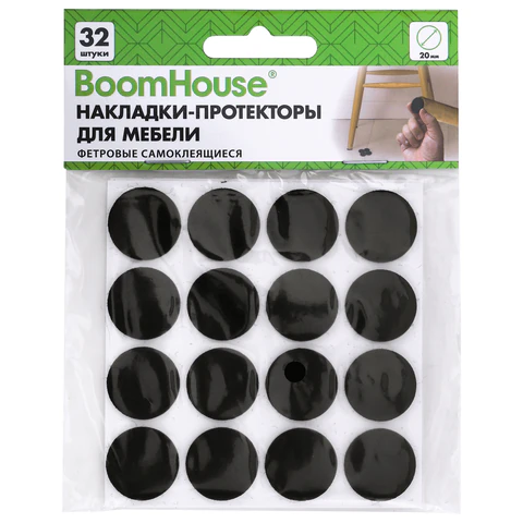 Накладки-протекторы для мебели ФЕТРОВЫЕ самоклеящиеся, d=20 мм, черные, КОМПЛЕКТ Накладки-протекторы для мебели ФЕТРОВЫЕ самоклеящиеся, d=20 мм, черные, КОМПЛЕКТ