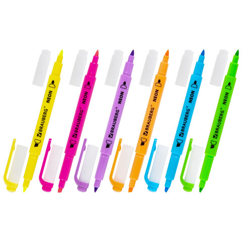 Набор текстовыделителей двусторонних 6 НЕОНОВЫХ ЦВЕТОВ, BRAUBERG "TWIN Набор текстовыделителей двусторонних 6 НЕОНОВЫХ ЦВЕТОВ, BRAUBERG "TWIN