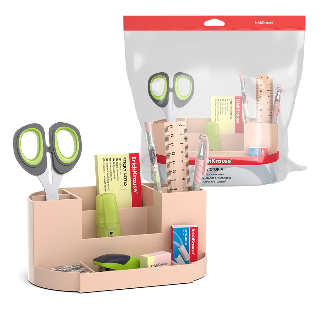 Набор настольный пластиковый ErichKrause® Victoria, Powder, розовый Набор настольный пластиковый ErichKrause® Victoria, Powder, розовый