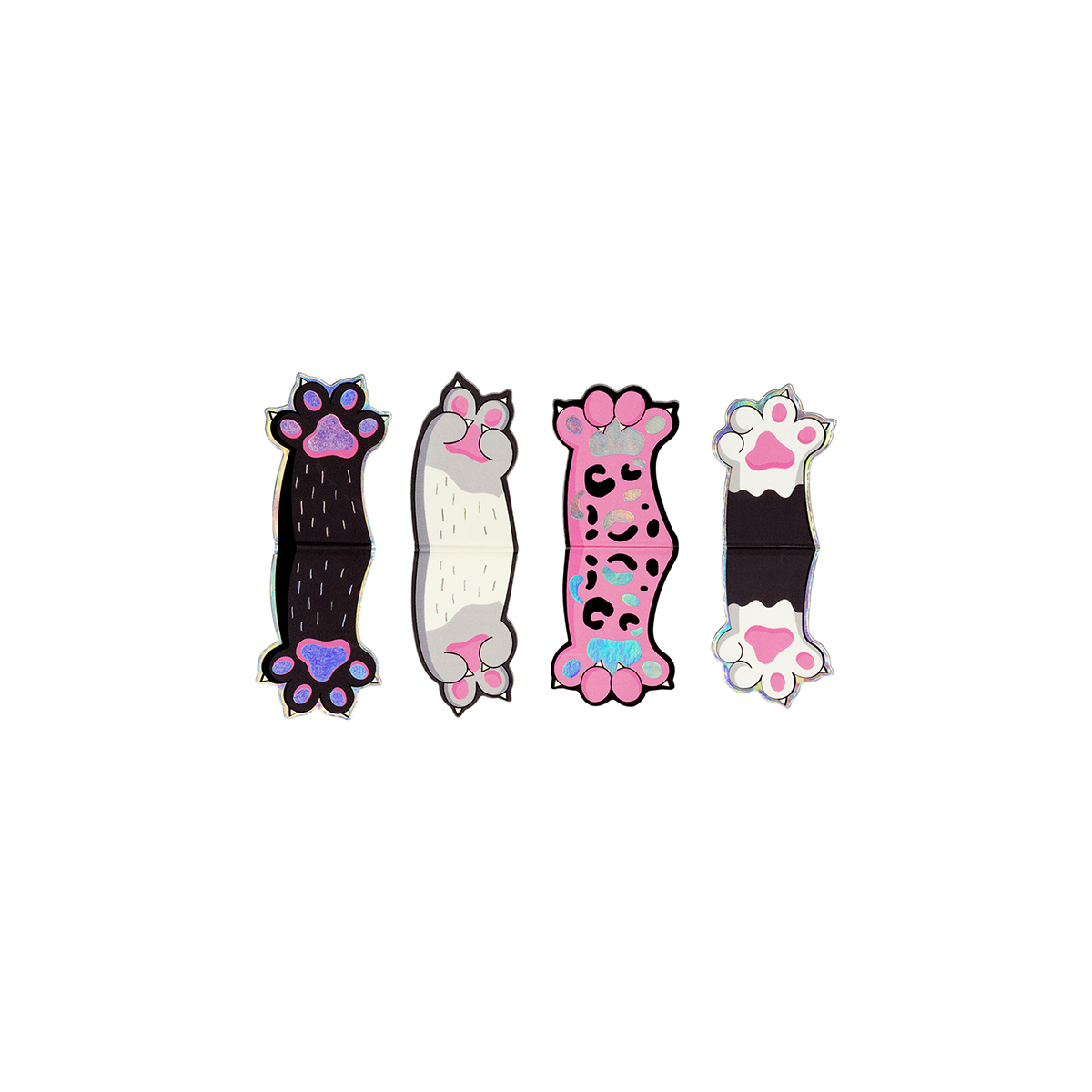 Закладки магнитные для книг, 4 штуки, MESHU "Paws", соф-тач,