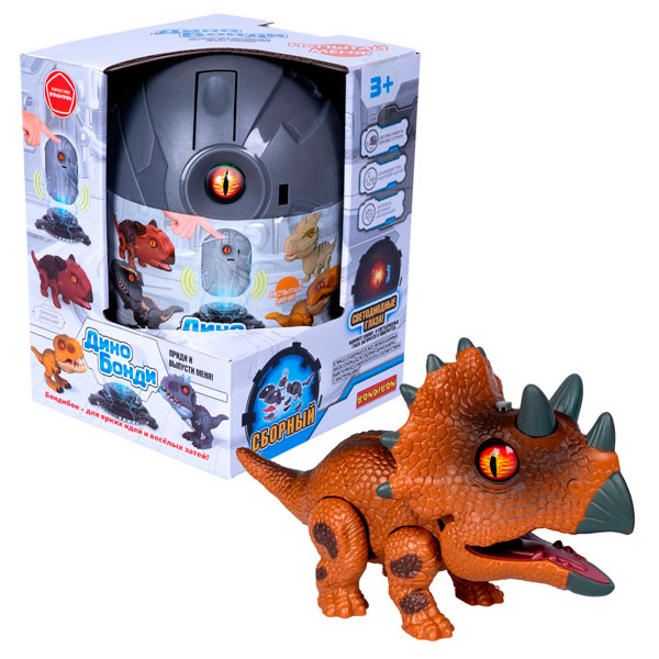 Сборный динозавр Дино Бонди со светом и звуком, трицератопс, тм Bondibon, BOX Сборный динозавр Дино Бонди со светом и звуком, трицератопс, тм Bondibon, BOX