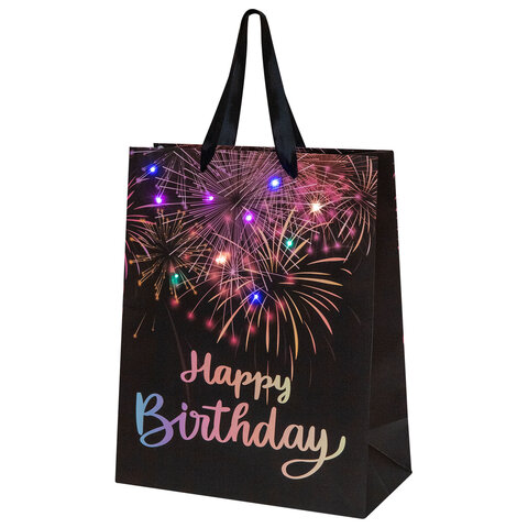 Пакет подарочный (1 штука) 26x13x32 см (L), "LED Bag", черный, ЗОЛОТАЯ Пакет подарочный (1 штука) 26x13x32 см (L), "LED Bag", черный, ЗОЛОТАЯ