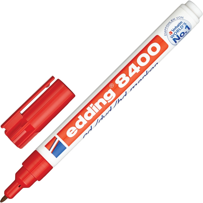 Маркер для CD EDDING E-8400/2 красный, 0,75мм штр. 4004764827145, Маркер для CD EDDING E-8400/2 красный, 0,75мм штр. 4004764827145,