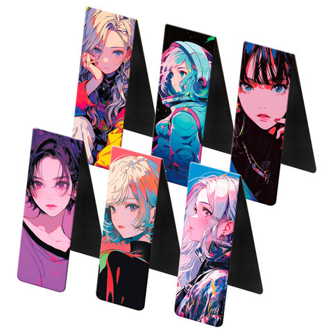 Закладки для книг МАГНИТНЫЕ, "АНИМЕ", комплект 12 штук, 60x20 мм, Закладки для книг МАГНИТНЫЕ, "АНИМЕ", комплект 12 штук, 60x20 мм,