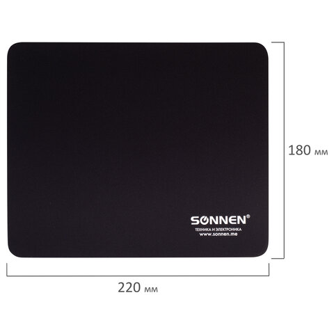 Коврик для мыши SONNEN "BLACK", резина + ткань, 220х180х3 мм, 513309 Коврик для мыши SONNEN "BLACK", резина + ткань, 220х180х3 мм, 513309