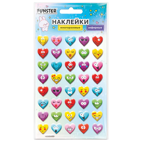 Наклейки объемные зефирные 15х10 см, ассорти 12 видов, FUNSTER (ФАНСТЕР), 666675 Наклейки объемные зефирные 15х10 см, ассорти 12 видов, FUNSTER (ФАНСТЕР), 666675