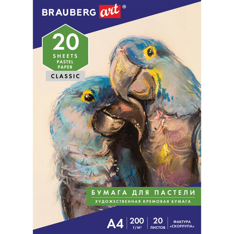 Папка для пастели А4, 210х297 мм, 20 л., BRAUBERG, тонированная бумага (слоновая Папка для пастели А4, 210х297 мм, 20 л., BRAUBERG, тонированная бумага (слоновая