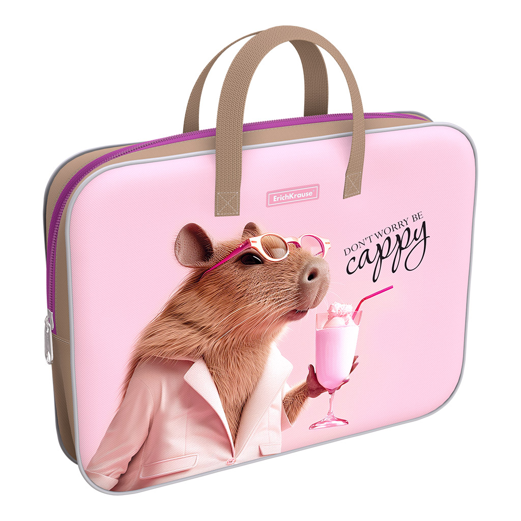 Папка текстильная на молнии ErichKrause с ручками CapyBarbie, A4+ Папка текстильная на молнии ErichKrause с ручками CapyBarbie, A4+