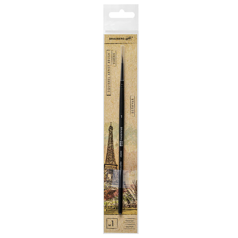 Кисть художественная проф. BRAUBERG ART CLASSIC, белка, круглая, № 1, 200907 Кисть художественная проф. BRAUBERG ART CLASSIC, белка, круглая, № 1, 200907