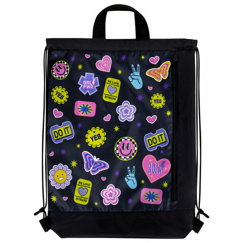 Мешок для обуви ЮНЛАНДИЯ с ручками, боковой карман на молнии, 46х36 см, Мешок для обуви ЮНЛАНДИЯ с ручками, боковой карман на молнии, 46х36 см,