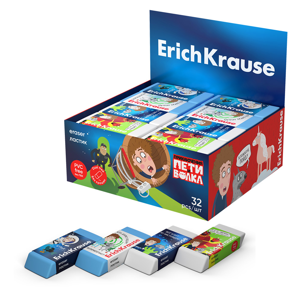 Ластик Erich Krause Приключения Пети и Волка (в коробке по 32 штуки) Ластик Erich Krause Приключения Пети и Волка (в коробке по 32 штуки)