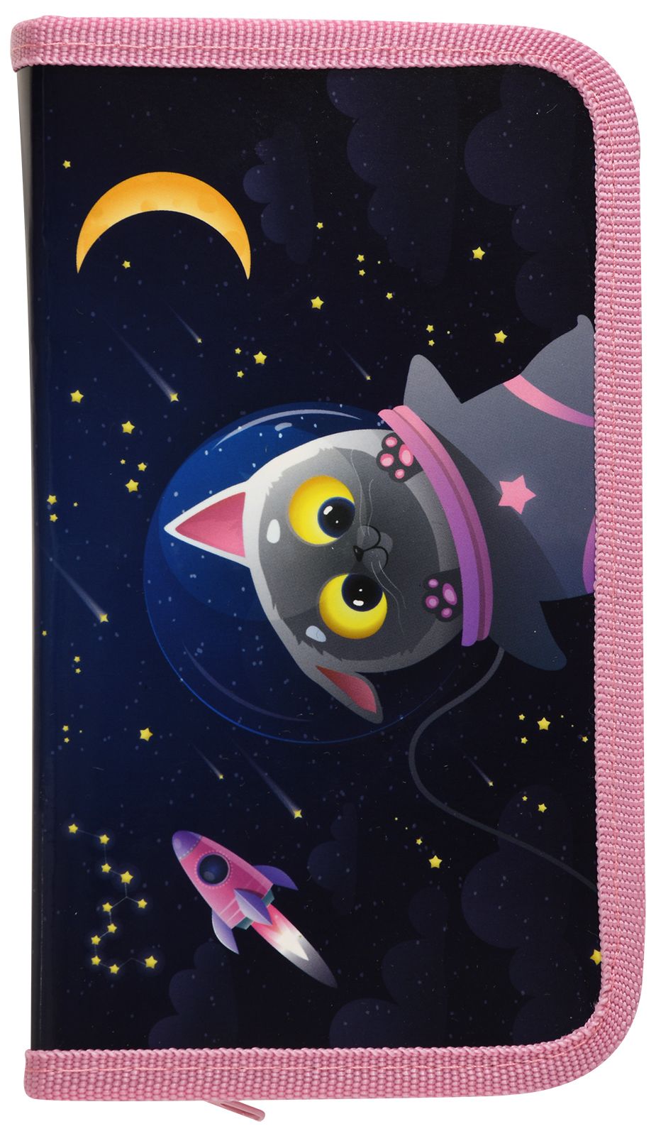Пенал 1 секц. бол. Schoolformat SPACE CAT 190х115х20 картон молния синий Пенал 1 секц. бол. Schoolformat SPACE CAT 190х115х20 картон молния синий
