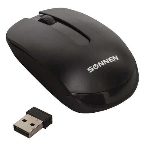 Мышь беспроводная SONNEN M-3032, USB, 1200 dpi, 2 кнопки + 1 колесо-кнопка,