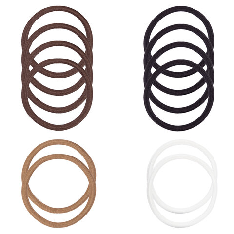 Резинки для волос НАБОР 12 шт., 0,45х14 см, чёрный, коричневый, бежевый, MONTE Резинки для волос НАБОР 12 шт., 0,45х14 см, чёрный, коричневый, бежевый, MONTE