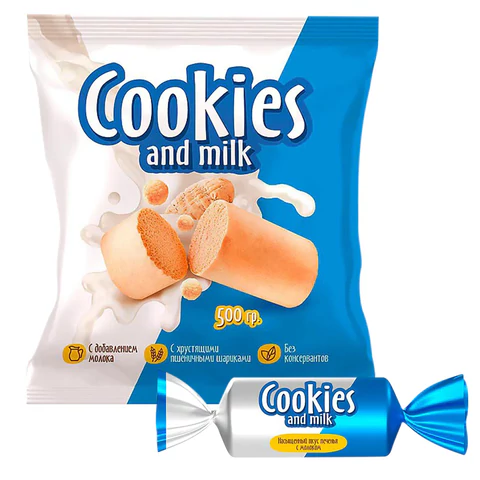 Батончики шоколадные COOKIES AND MILK молочные со сливочным печеньем, 500 г, Батончики шоколадные COOKIES AND MILK молочные со сливочным печеньем, 500 г,