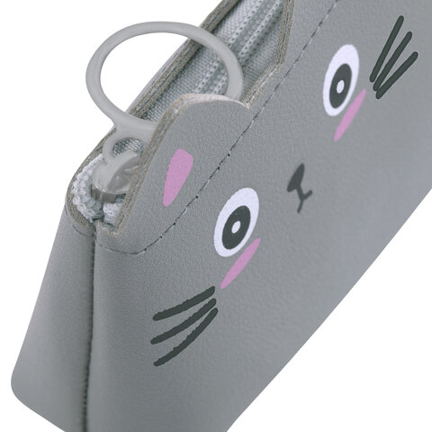 Пенал ЮНЛАНДИЯ ЮНИОР, 1 отделение, искусственная кожа, "Gray kitty", Пенал ЮНЛАНДИЯ ЮНИОР, 1 отделение, искусственная кожа, "Gray kitty",