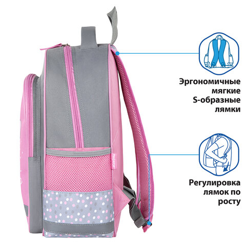 Рюкзак ПИФАГОР SCHOOL для начальной школы, "Adorable bunny", 38x28х14