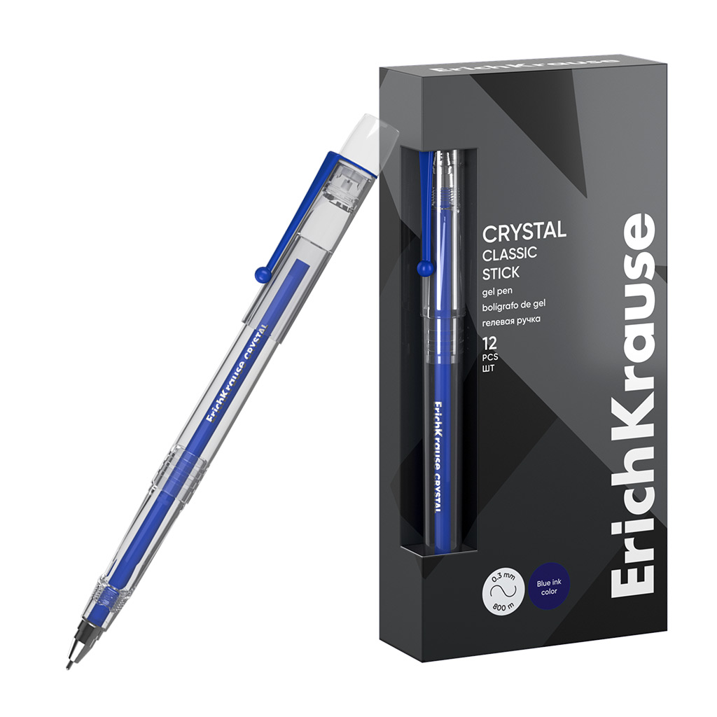 Ручка гелевая ErichKrause Crystal Stick Classic 0.5, цвет чернил синий Ручка гелевая ErichKrause Crystal Stick Classic 0.5, цвет чернил синий