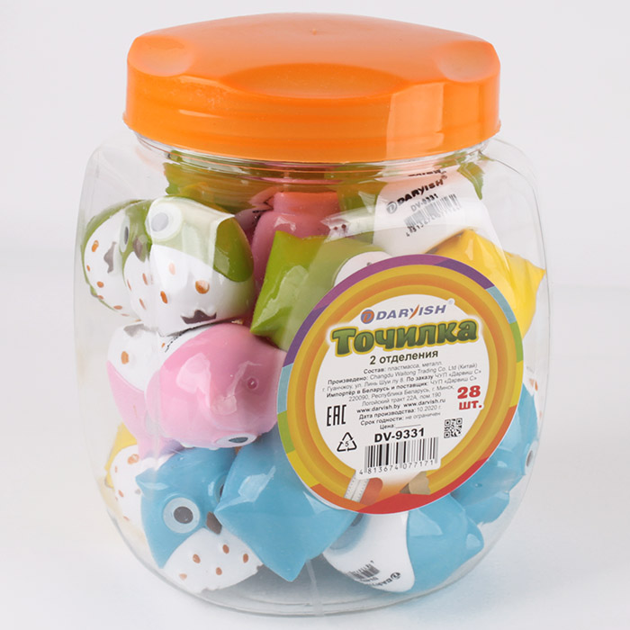 Точилка пластиковая "Darvish" 2 отдел. с контейнером в форме совы Точилка пластиковая "Darvish" 2 отдел. с контейнером в форме совы