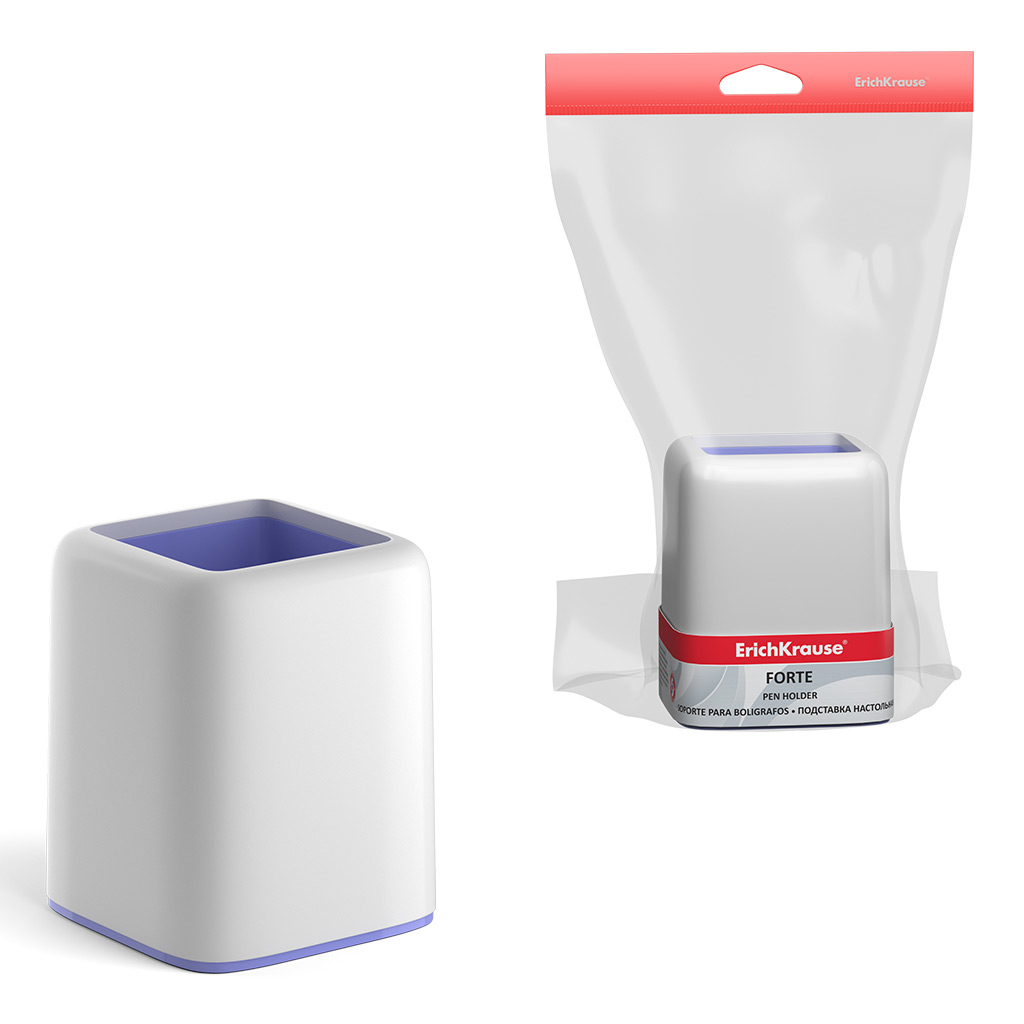 Подставка настольная пластиковая ErichKrause® Forte, Pastel, белый с фиолетовой Подставка настольная пластиковая ErichKrause® Forte, Pastel, белый с фиолетовой