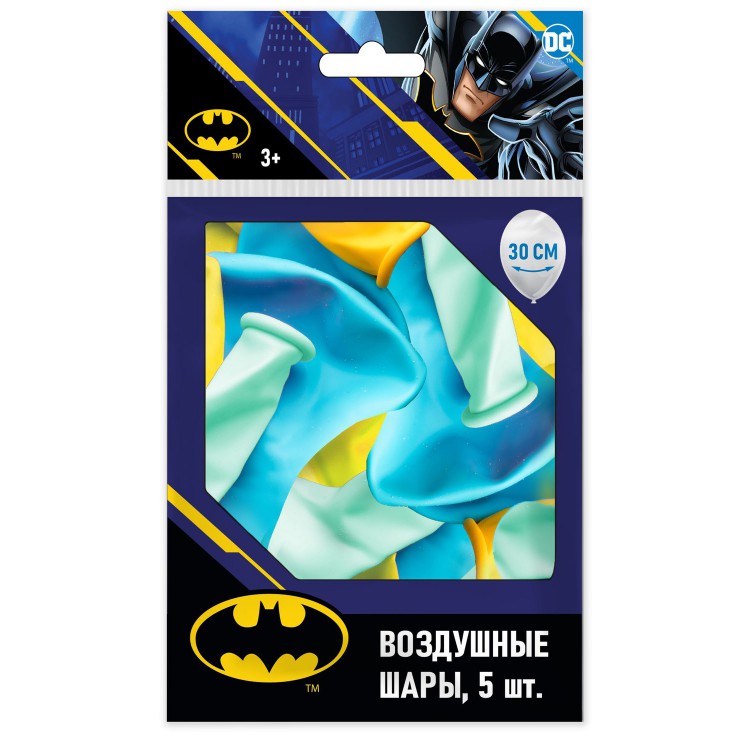 Воздушные шарики «Бэтмен» 30 см, 5 штук Воздушные шарики «Бэтмен» 30 см, 5 штук