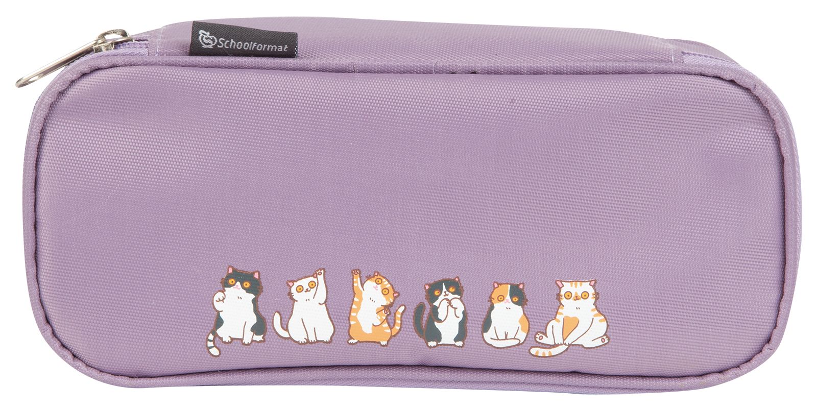 Пенал односекционный Schoolformat СОБРАНИЕ КОТОВ 210х55х100 мм сирен. полиэстер Пенал односекционный Schoolformat СОБРАНИЕ КОТОВ 210х55х100 мм сирен. полиэстер